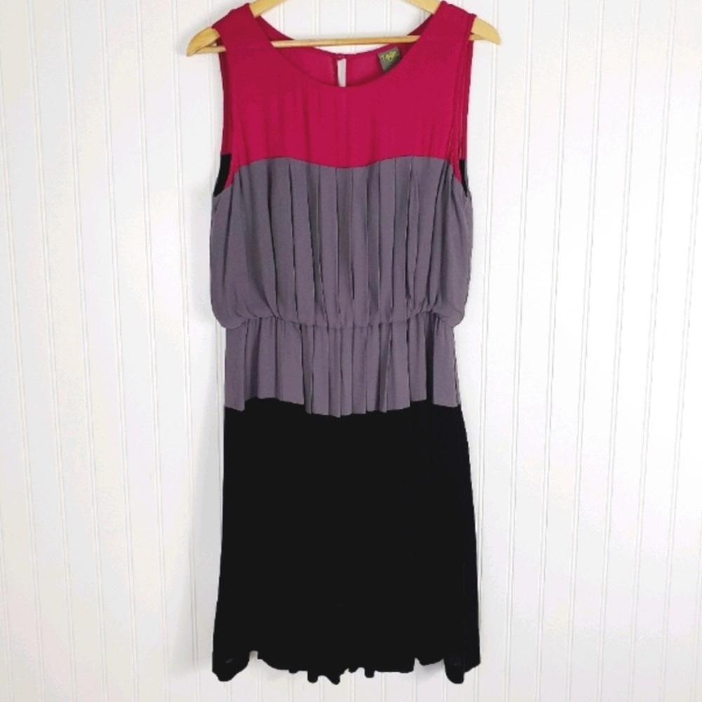 Taylor Sleeveless Pleated Colorblock Dress Sz 12